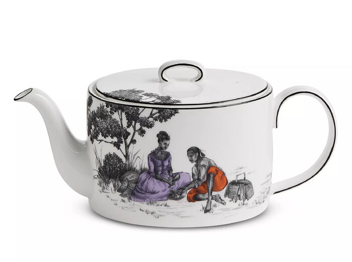 Wedgwood x Sheila Bridges bone china teapot.